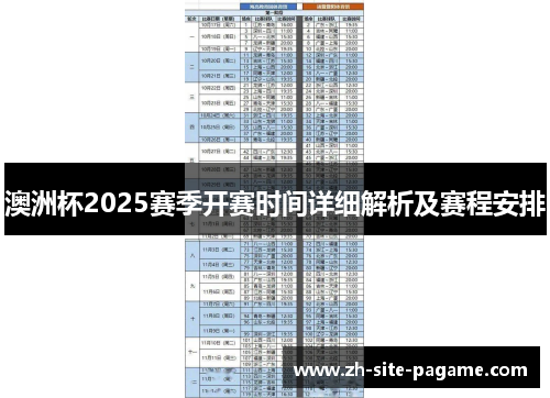澳洲杯2025赛季开赛时间详细解析及赛程安排